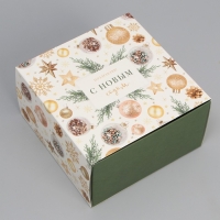 Подарочная коробка складная, новогодняя&laquo;Новогодние радости&raquo;, 14 х 14 х 8 см, Новый год