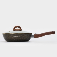 Сковорода Granit ultra black-gold, d=24 см, антипригарное покрытие, стеклянная крышка, съёмная ручка Сковорода Granit ultra black-gold, d=24 см, антипригарное покрытие, стеклянная крышка, съёмная ручка
