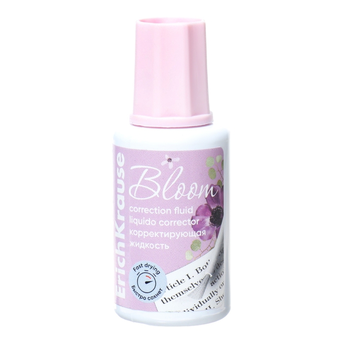 Корректирующая жидкость 20 мл, ErichKrause, Pastel Bloom, экономичный расход, на основе растворителя, кисть, микс (цена за 1 шт) Корректирующая жидкость 20 мл, ErichKrause, Pastel Bloom, экономичный расход, на основе растворителя, кисть, микс (цена за 1 шт)
