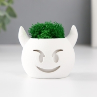 Кашпо бетонное "Чертик" 6,5х6х5,5 см белый со мхом (мох зелен. стабилизир) Кашпо бетонное "Чертик" 6,5х6х5,5 см белый со мхом (мох зелен. стабилизир)