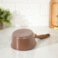 Ковш Доляна &laquo;Брауни&raquo;, 1,3 л, d=17 см, h=8,3 см, стеклянная крышка, антипригарное покрытие, индукция