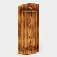 Доска разделочная в обжиге с кровостоком Wild Kitchen, 50&times;20-25&times;2,5 см, цельный массив кедра