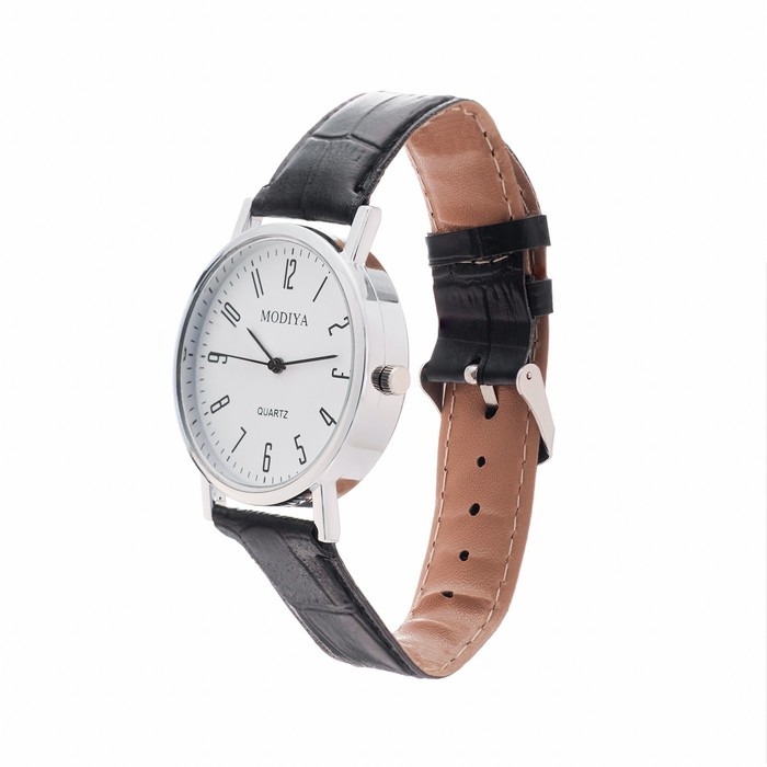 Часы наручные кварцевые мужские, d-4 см, белый циферблат Часы наручные кварцевые мужские, d-4 см, белый циферблат