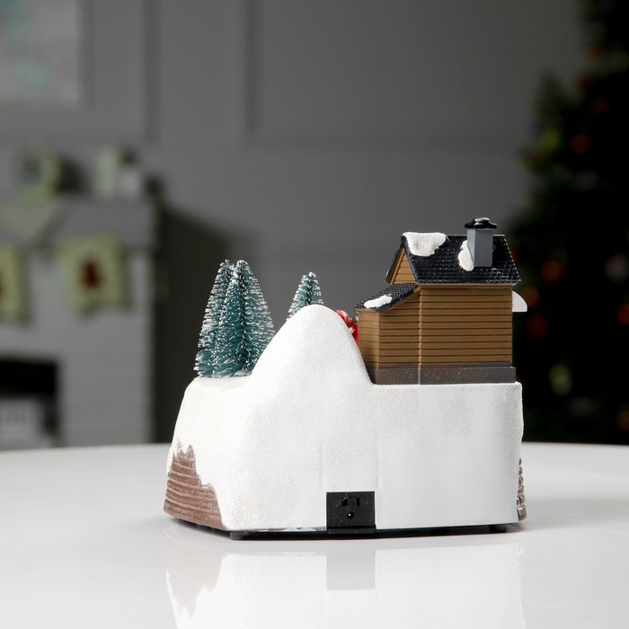 Светодиодная фигура &laquo;Поезд и Дед Мороз&raquo; 20 &times; 20 &times; 16 см, полистоун, батарейки ААх3 (не в комплекте), USB, свечение тёплое белое