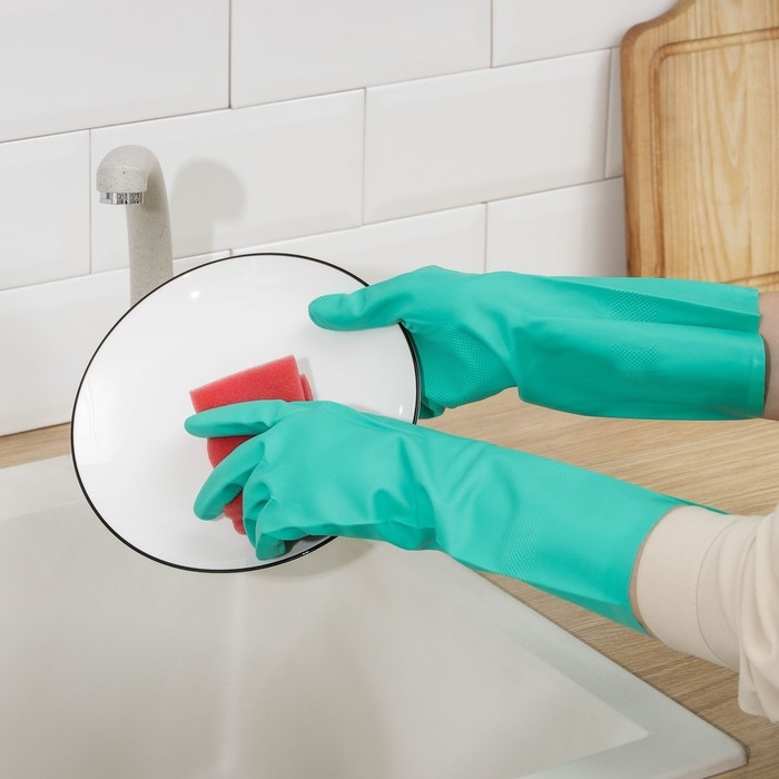 Перчатки хозяйственные Доляна, размер M, особопрочные, ХБ напыление, неопреновые