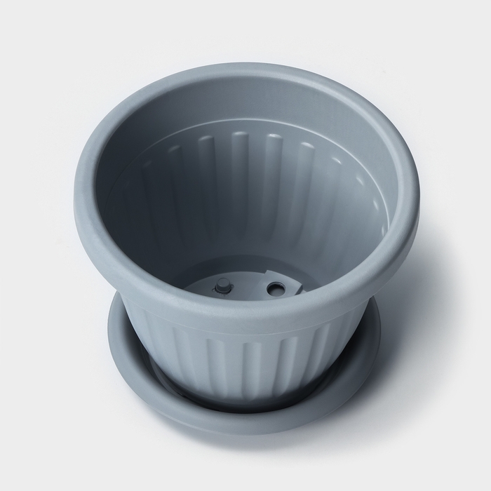 Горшок для цветов с поддоном &laquo;Сильвер ЭКО&raquo;, 1.9 л, d=18 см, цвет светло-серый
