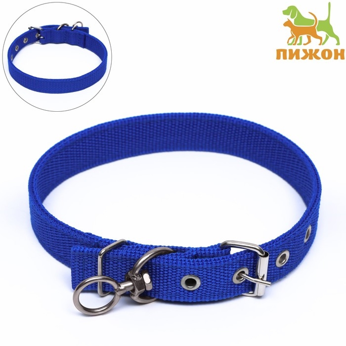 Ошейник двухслойный с вертлюгом, 55 х 2,5 см, полиэстер, синий Ошейник двухслойный с вертлюгом, 55 х 2,5 см, полиэстер, синий