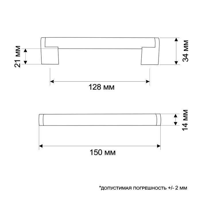 Ручка-скоба CAPPIO RSC013, м/о 128 мм, d=14 мм, цвет сатиновый никель