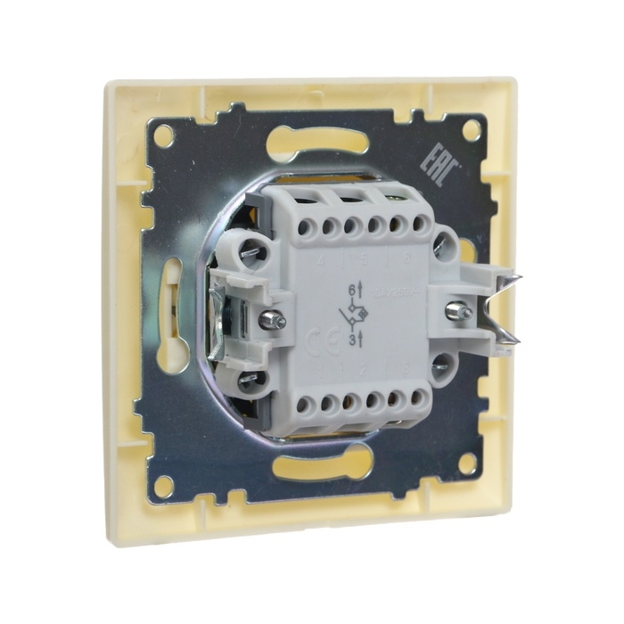 Выключатель Luazon Lighting Выключатель Luazon Lighting "Антей", 10 А, 1 клавиша, с подсветкой, скрытый бежевый