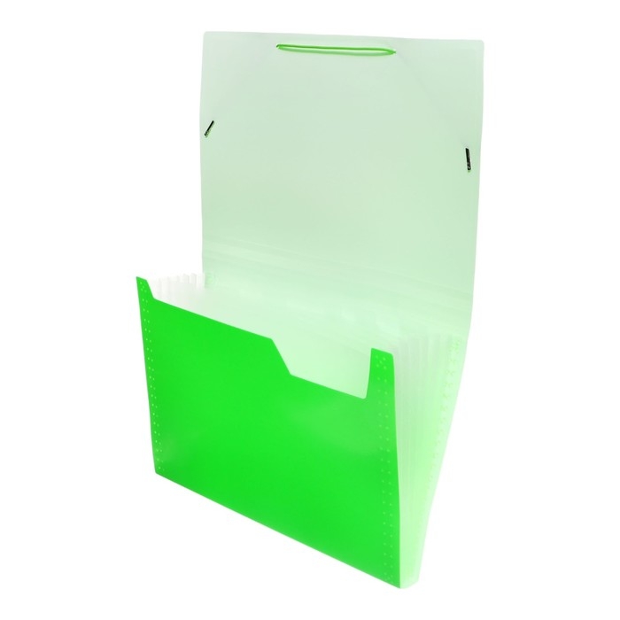 Папка картотека Calligrata Неон 6 отдел. A4 пластик 0.7мм салатовый. рез в цвет