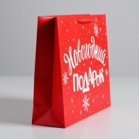 Пакет подарочный новогодний ламинированный «Новогодний подарок», M 30 х 26 х 9 см, Новый год Пакет подарочный новогодний ламинированный «Новогодний подарок», M 30 х 26 х 9 см, Новый год