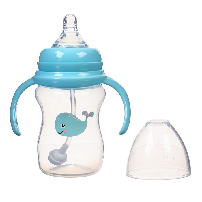 Бутылочка для кормления, ШГ &Oslash;50мм,180 мл, +0мес., цвет голубой