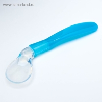 Ложка детская силиконовая &laquo;Изогнутая&raquo; для кормления, от 5 мес., цвет голубой