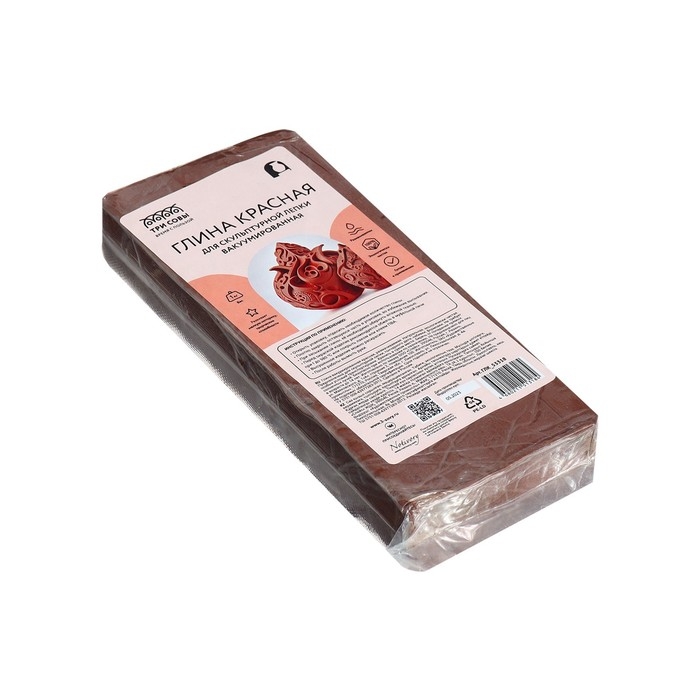 Глина натуральная для лепки КРАСНАЯ 1 кг, готовая Вакуумированная, Глина натуральная для лепки КРАСНАЯ 1 кг, готовая Вакуумированная, "Три Совы"