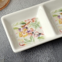 Менажница керамическая &laquo;Цветы&raquo;, 13.8 х 7 см, цвет белый