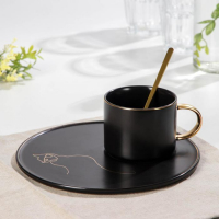 Чайная пара керамическая с ложкой &laquo;Силуэт&raquo;, 2 предмета: кружка 260 мл, тарелка d=19,6 см, рисунок МИКС