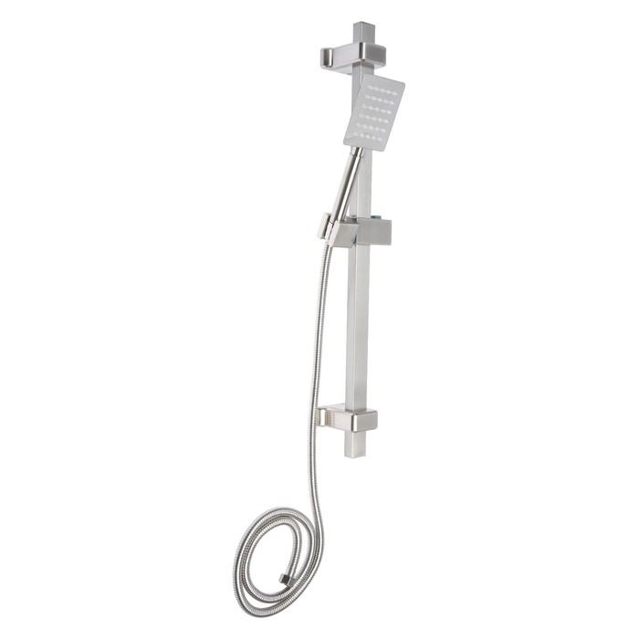 Набор для душа ZEIN S1001, квадратный, стойка, держатель, нержавеющая сталь, сатин Набор для душа ZEIN S1001, квадратный, стойка, держатель, нержавеющая сталь, сатин