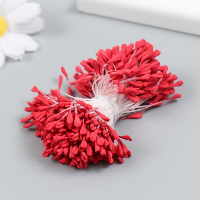 Тычинки для цветов "Красный" набор 360 шт длина 6 см