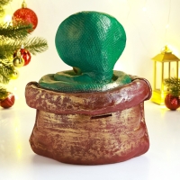 Новый год. Символ 2025. Копилка "Змея в мешке" 21х18х23см, цветная