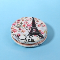 Зеркало складное &laquo;Париж&raquo;, d = 7,5 см, с увеличением, искусственная кожа, цвет белый