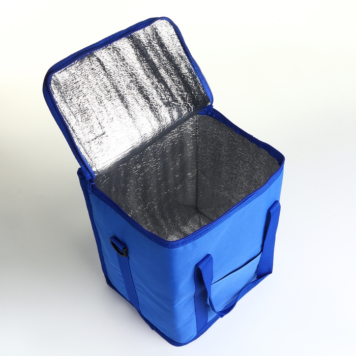 Термосумка на молнии, наружный карман, 22 л, цвет синий