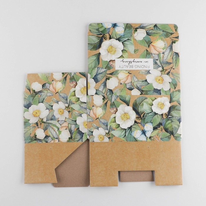 Коробка‒пенал, упаковка подарочная, &laquo;Цветы&raquo;, 22 х 15 х 10 см
