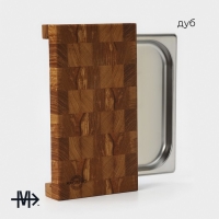 Доска разделочная Magistro, дуб, с металлической гастроёмкостью, 30,5×16,5×5 см, в крафтовой коробке Доска разделочная Magistro, дуб, с металлической гастроёмкостью, 30,5×16,5×5 см, в крафтовой коробке