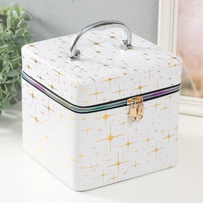 Шкатулка кожзам с зеркалом "Вспышка на белом" н-р 3 шт 16,5х16,5х14 15х15х10,5 19х19х19 см