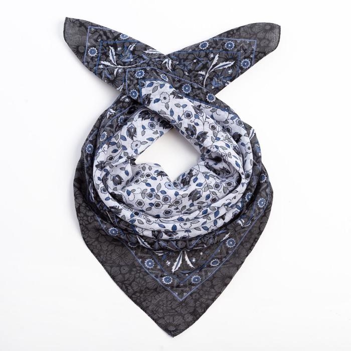 Платок женский, цвет тёмно-серый, размер 72*72 Платок женский, цвет тёмно-серый, размер 72*72