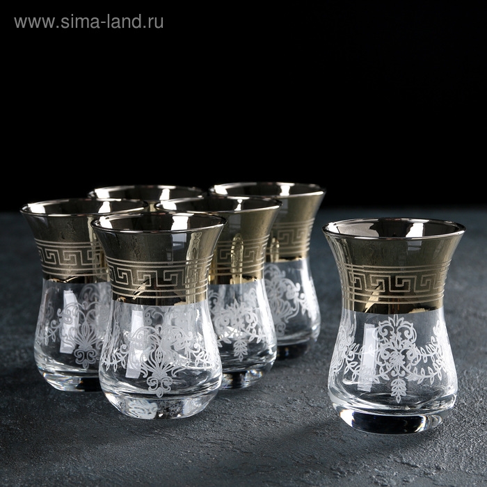 Набор кружек &laquo;Барокко&raquo;, 140 мл, 6 шт, цвет золотой