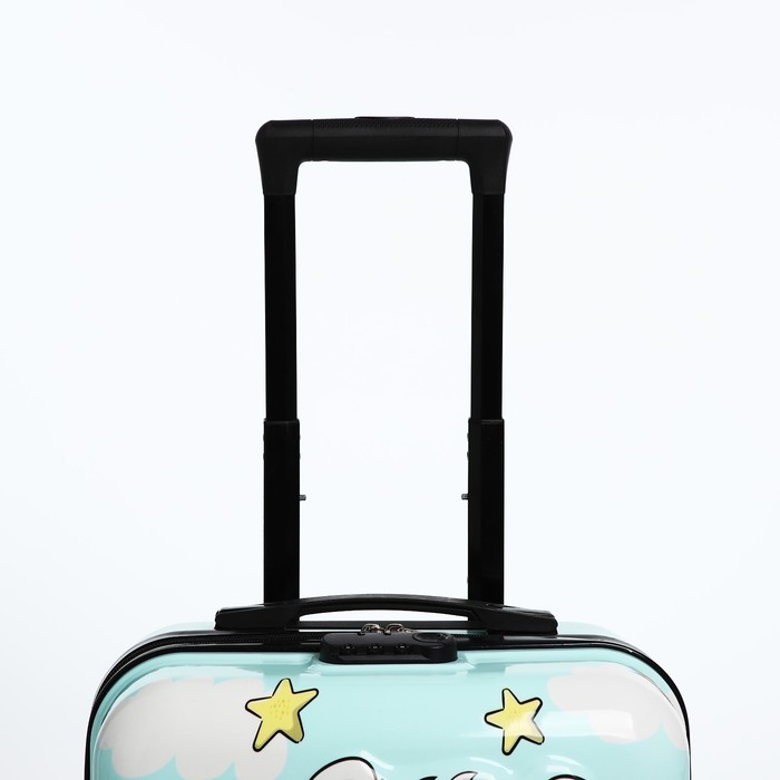 Чемодан малый 18", отдел на молнии, 4 колеса, цвет бирюзовый