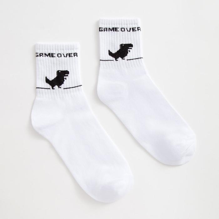 Носки мужские MINAKU &laquo;Game over&raquo;, цвет белый, размер 40-41 (27 см)