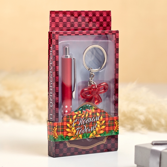 Набор подарочный 2в1 (ручка, брелок бант с сердечком)  МИКС