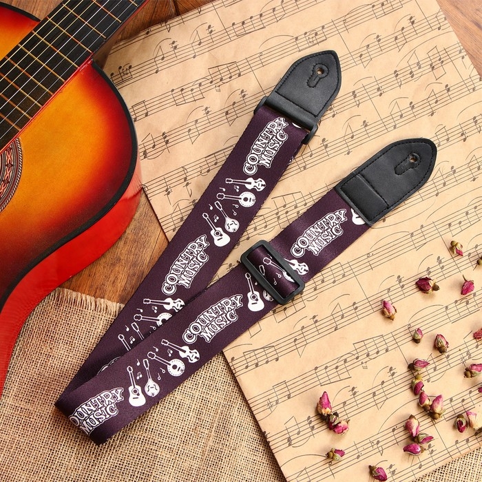 Ремень для гитары, черный, инструменты, длина 60-117 см, ширина 5 см Ремень для гитары, черный, инструменты, длина 60-117 см, ширина 5 см