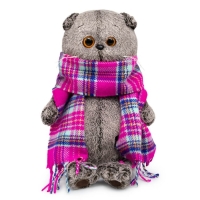 Мягкая игрушка &laquo;Басик&raquo;, в ярко-розовом шарфе, 22 см