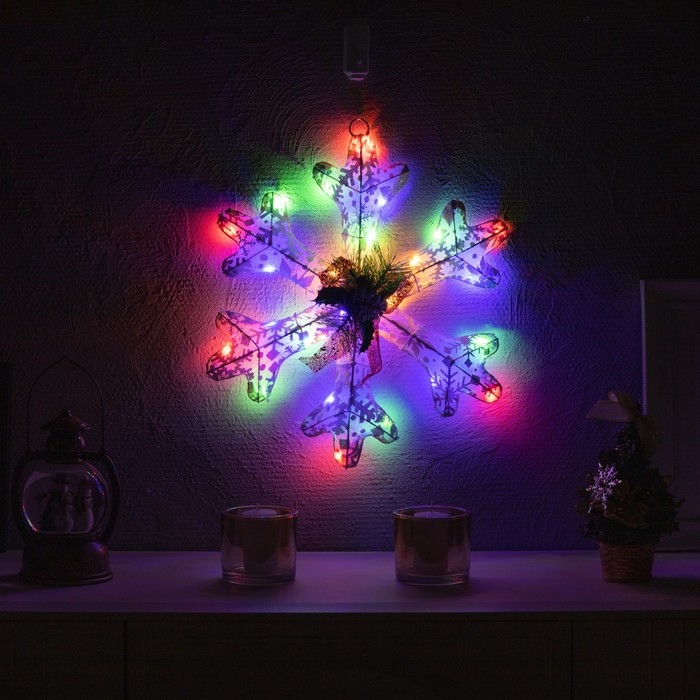 Светодиодная фигура «Снежинка» 30 см, металл, 220 В, свечение мульти Светодиодная фигура «Снежинка» 30 см, металл, 220 В, свечение мульти