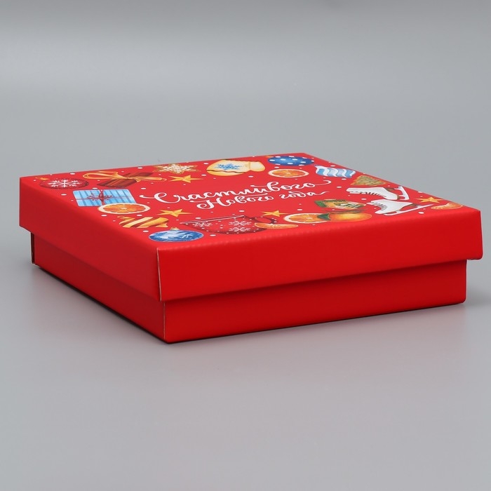 Коробка подарочная новогодняя складная &laquo;Счастливого Нового года&raquo;, 20 х 20 х 5 см, Новый год