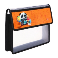 Папка для тетрадей А5 (230 х 190 х 50 мм), с клапаном на липучке, пластик/текстиль, Calligrata, "Панда"