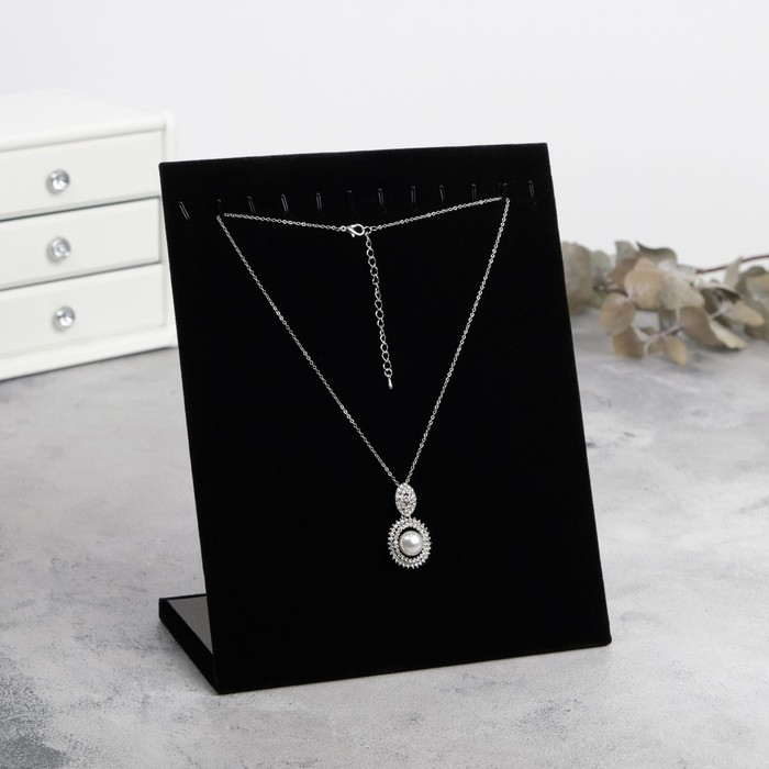 Подставка для кулонов, цепочек, браслетов, 12 крючков 20×9×25,5 см, бархатная, цвет чёрный Подставка для кулонов, цепочек, браслетов, 12 крючков 20×9×25,5 см, бархатная, цвет чёрный