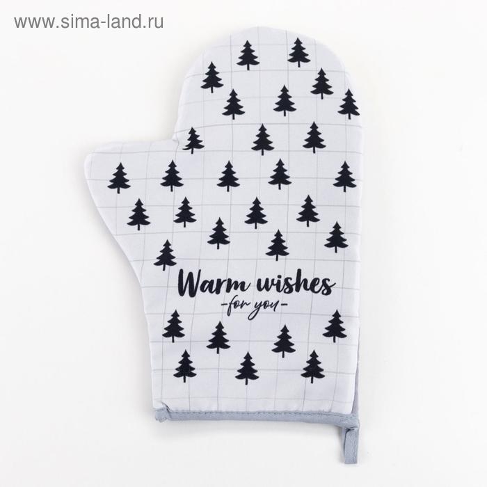 Новый год. Варежка-прихватка Warm wishes, 20х27см, 100% п/э, МИКС