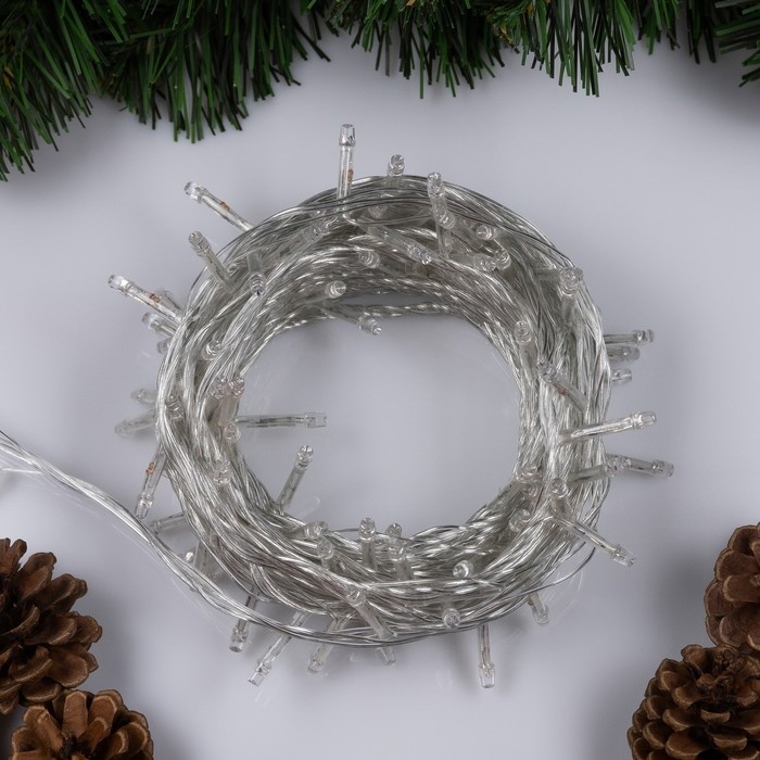 Гирлянда &laquo;Нить&raquo; 10 м, IP20, прозрачная нить, 100 LED, свечение мульти, 8 режимов, 220 В