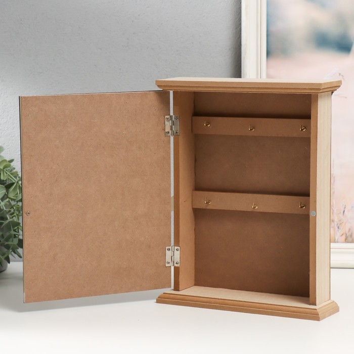 Ключница дерево 6 крючков "Сердце в цветах" 26,5х20,8х6,3 см