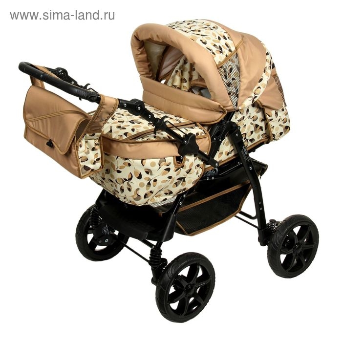 Коляска-трансформер &laquo;Пилот&raquo;, пластиковые колёса, оттенки бежевого, рисунок МИКС