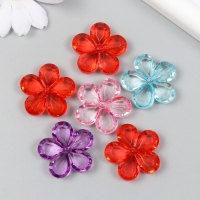 Бусины для творчества пластик "Цветы с гранями" прозрачные набор 20 гр 0,7х2,9х2,9 см Бусины для творчества пластик "Цветы с гранями" прозрачные набор 20 гр 0,7х2,9х2,9 см