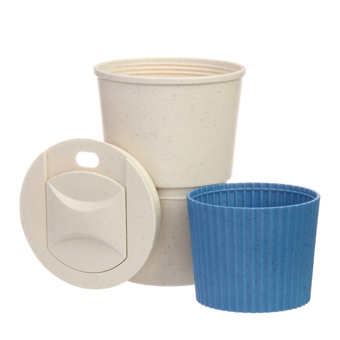 Термостакан для кофе, 380 мл, с крышкой, 12.4 × 8.6 см, PP пластик, синий Термостакан для кофе, 380 мл, с крышкой, 12.4 × 8.6 см, PP пластик, синий