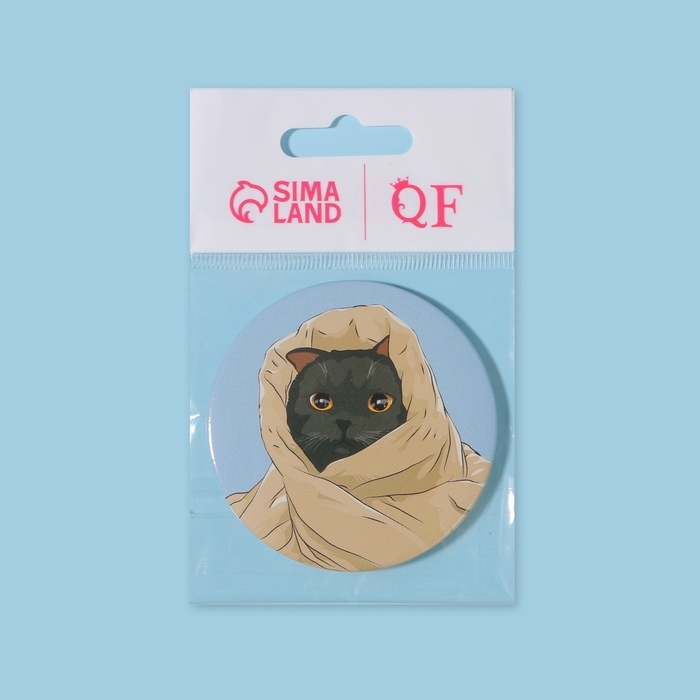 Зеркало карманное &laquo;Кот&raquo;, d = 7 см, разноцветное