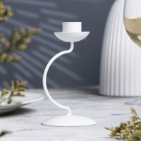 Подсвечник металл на 1 свечу "Моно", 14х7,3 см, белый