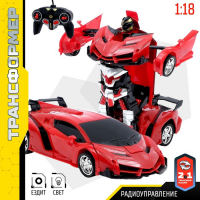 Робот радиоуправляемый «Ламбо», трансформируется с пульта, масштаб 1:18, цвет красный Робот радиоуправляемый «Ламбо», трансформируется с пульта, масштаб 1:18, цвет красный