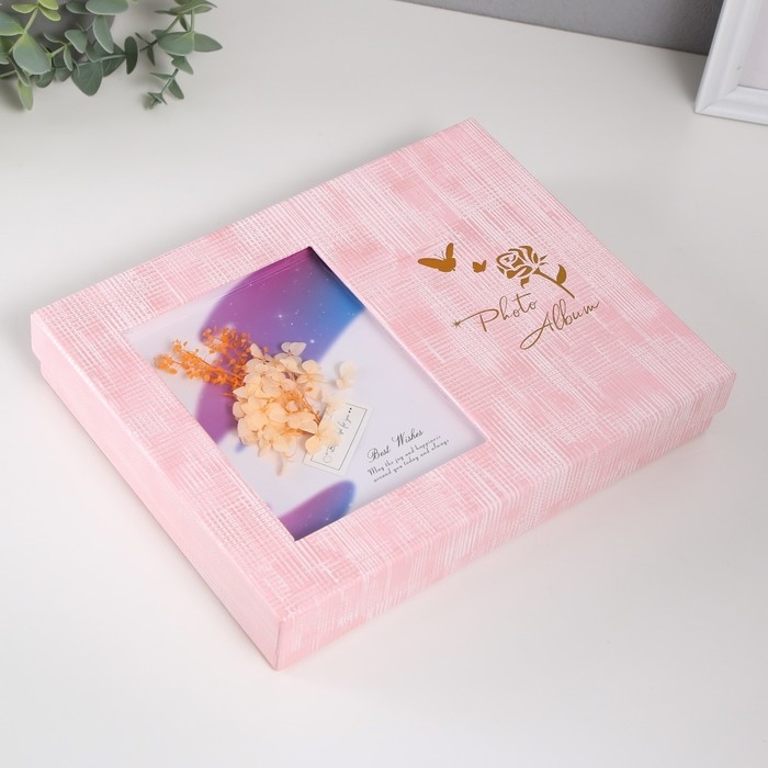 Фотоальбом на 200 фото 10х15 см "Букетик в рамке" в коробке МИКС 4,5х20,5х26,5 см