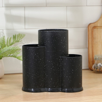 Подставка для ножей и столовых приборов с наполнителем Доляна &laquo;Зефир&raquo;, цвет чёрный